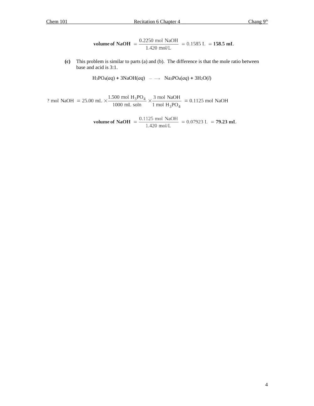 CHEM 101 Homework Chapter 4 Assignment Solution, Fall 2013, page 4