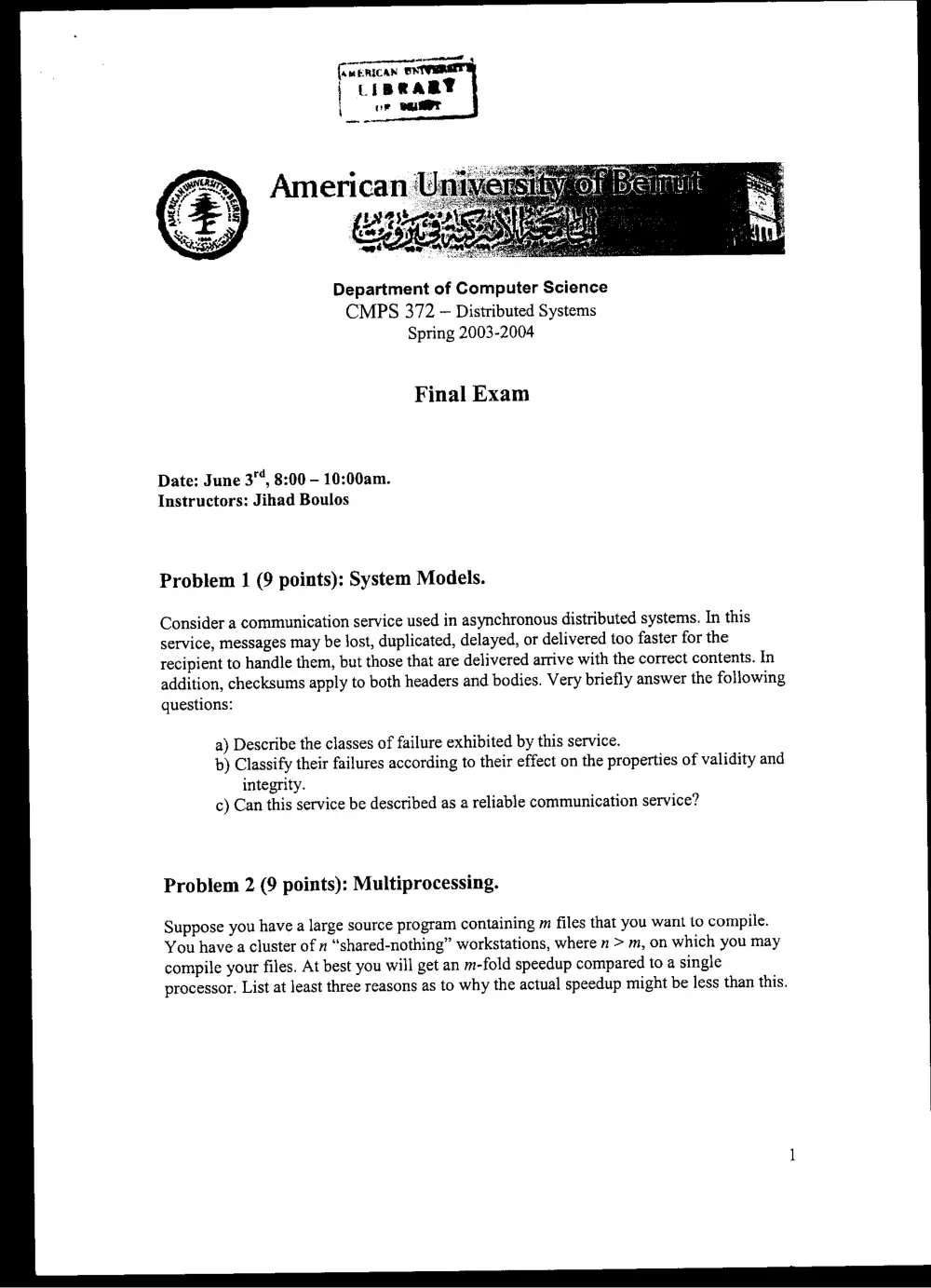 CMPS 372 Final, Spring 2004, page 1