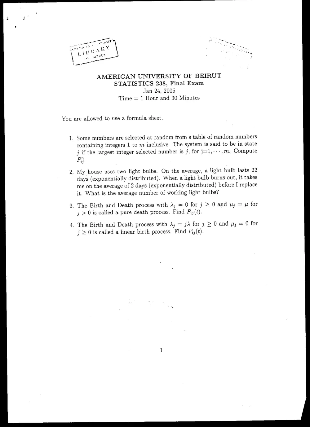 STAT 238 Final, Fall 2004, page 1