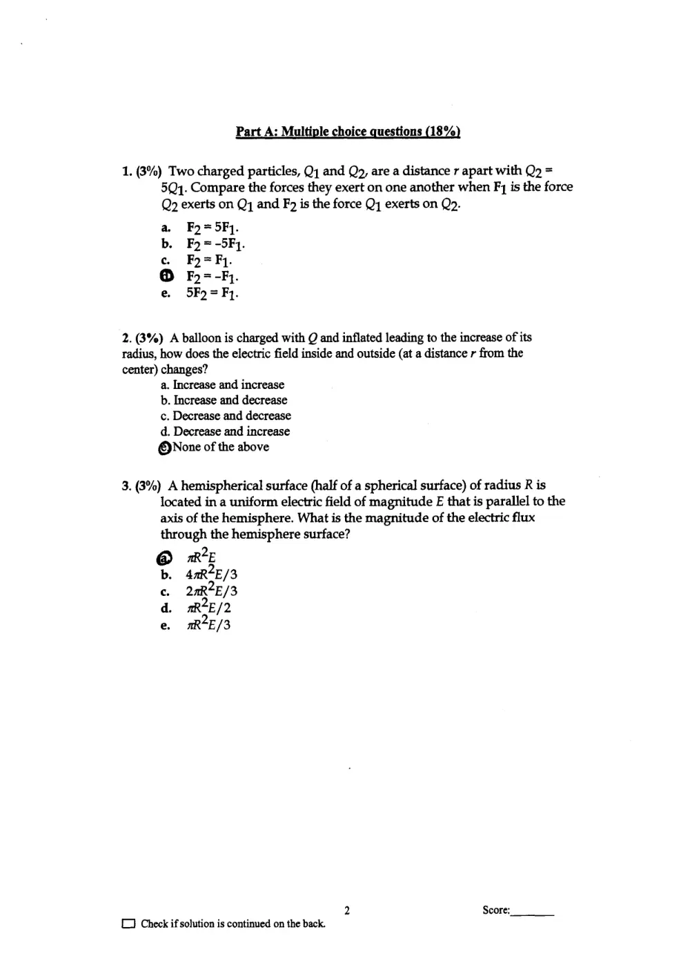 PHYS 211 Exam 1 with Solution, Fall 2011, page 2