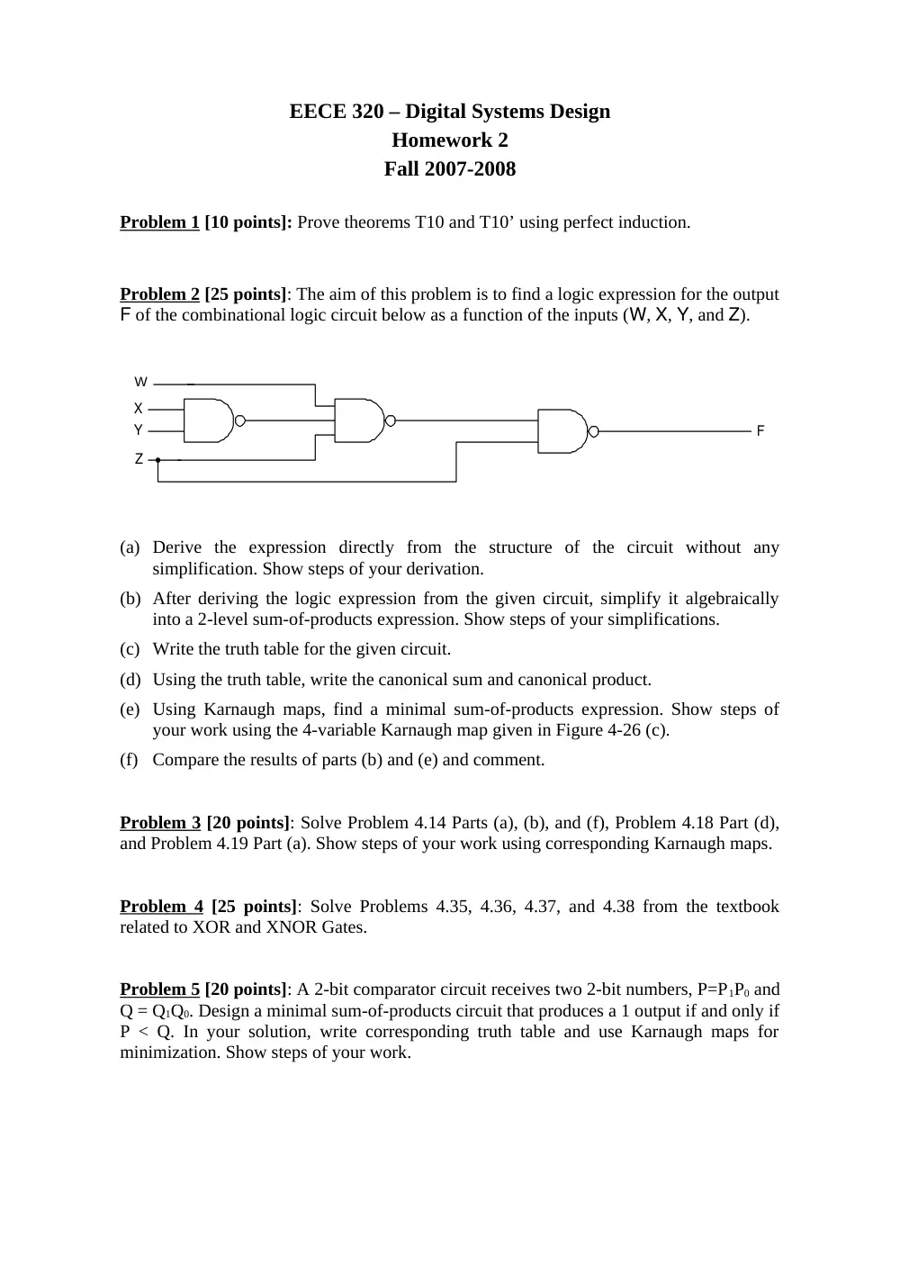 EECE 320 Homework 2 with Solution, Fall 2007, page 1