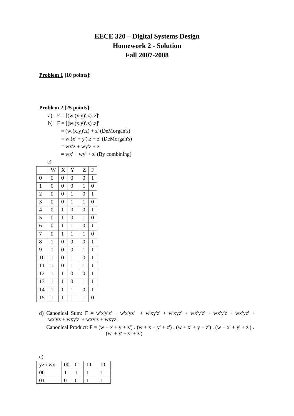 EECE 320 Homework 2 with Solution, Fall 2007, page 2