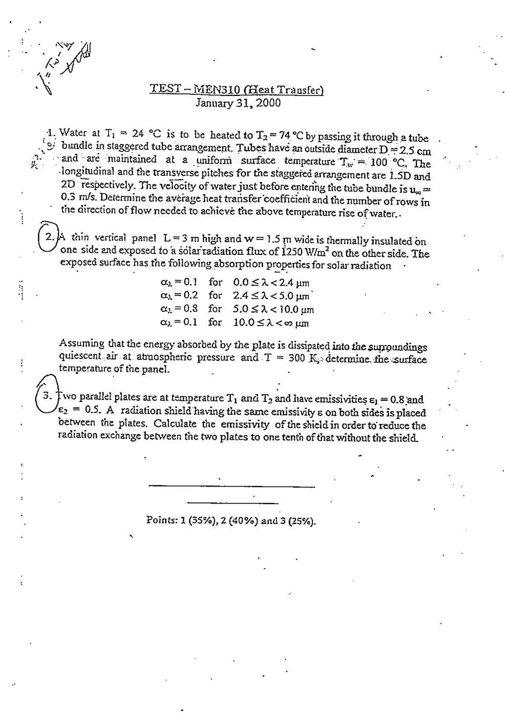 MEN 310 Exam 3, Fall 1999, page 1