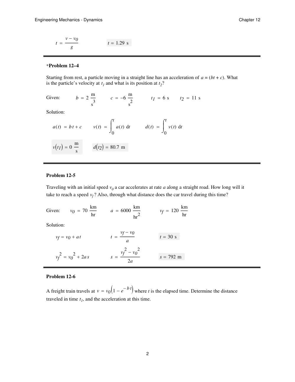 MEN 201 Problems For Chapter 12 with Solutions, Spring 2012, page 2