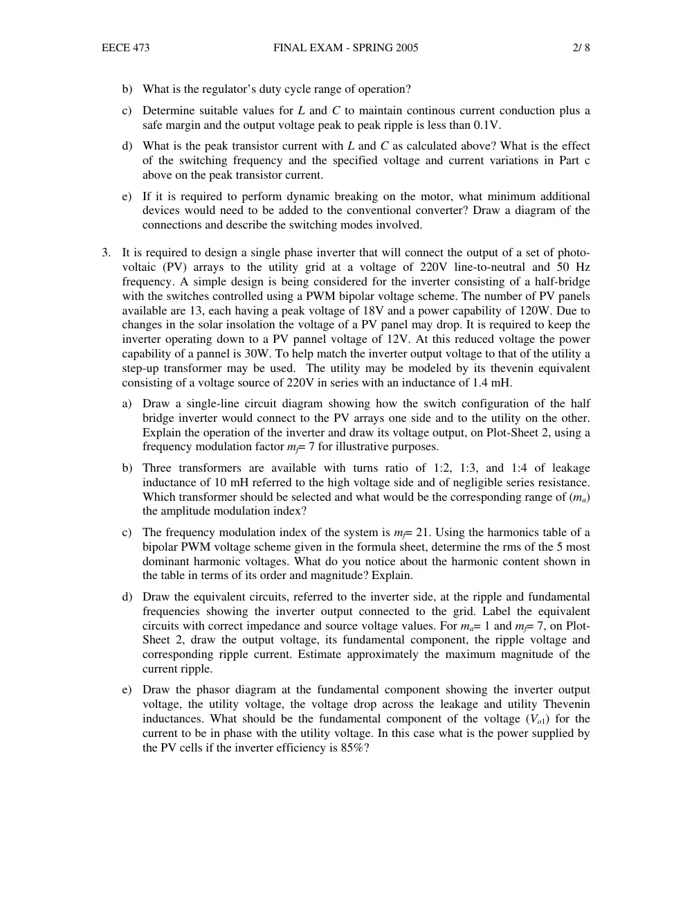 EECE 473 Final, Spring 2005, page 2
