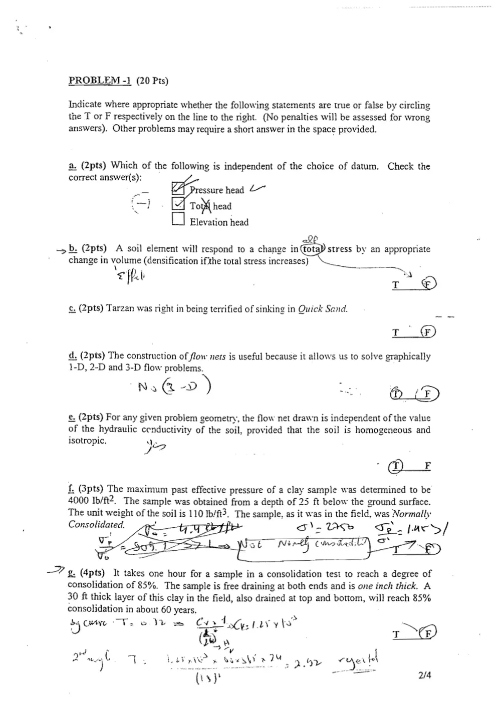 CIVE 431 Exam 2 Solution, Spring 2001, page 10