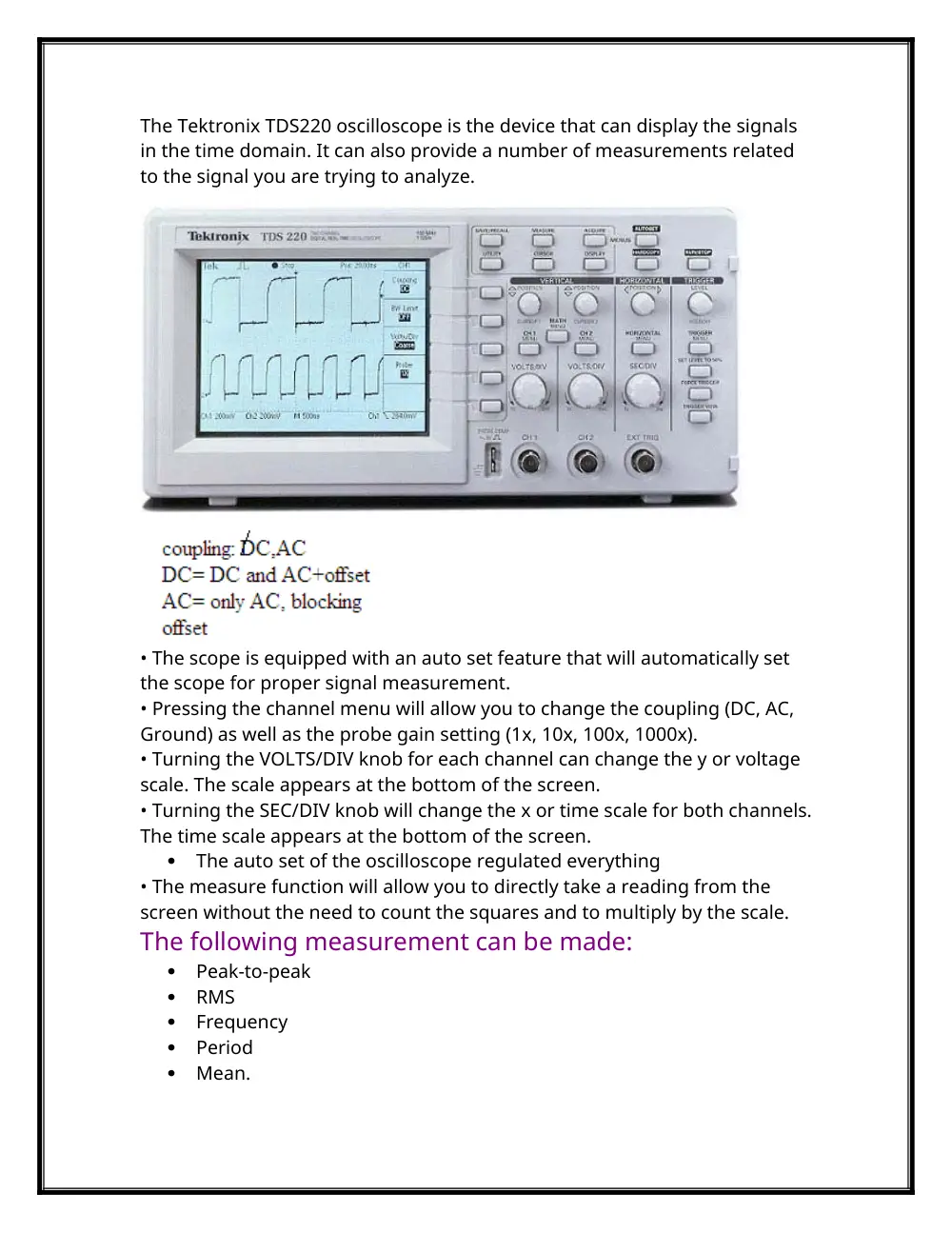 EECE 310L Notes All Experiments, Fall 2013, page 10