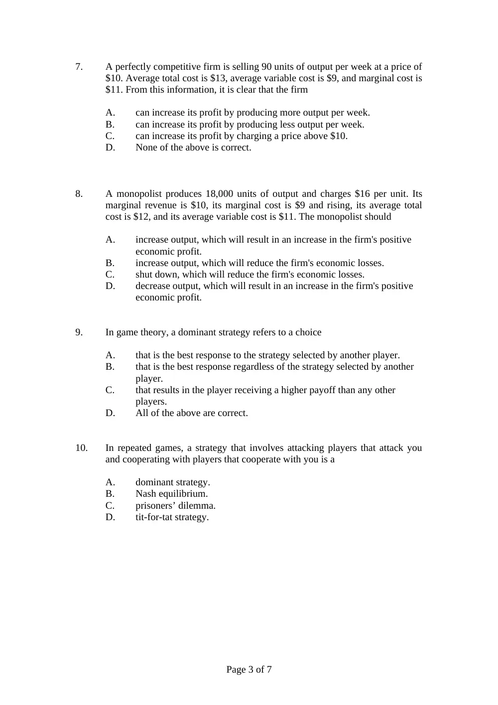BUSS 230 Final, Fall 2007, page 3