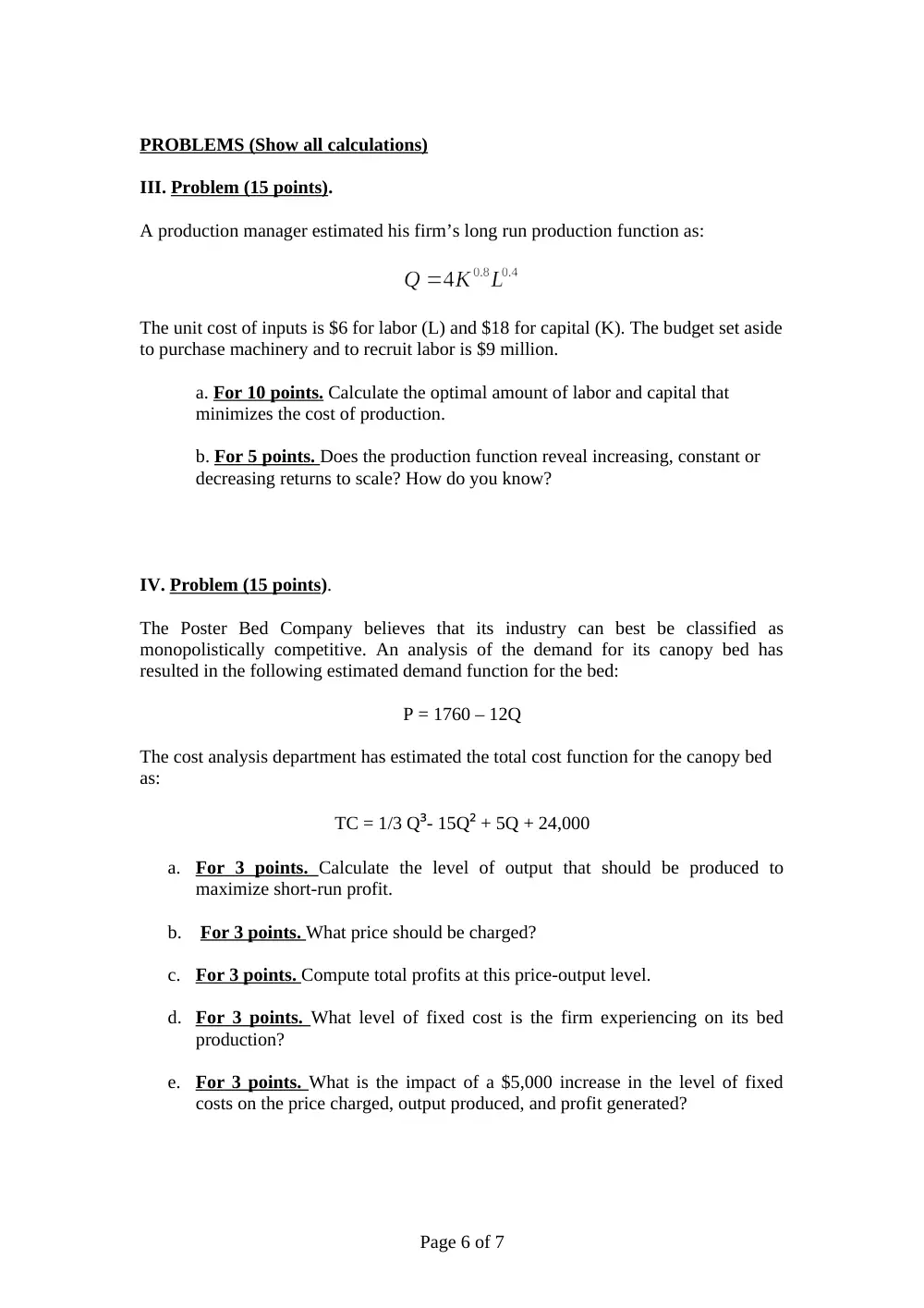 BUSS 230 Final, Fall 2007, page 6