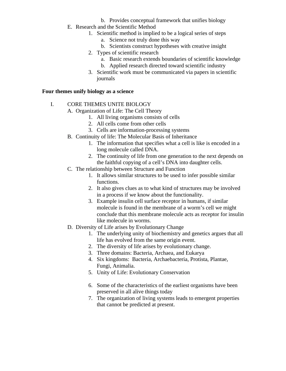 BIO 201 Chapter 1 Summary, Fall 2011, page 3