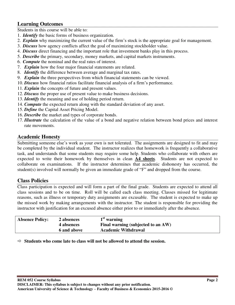 REM 052 Syllabus, Fall 2015, page 2