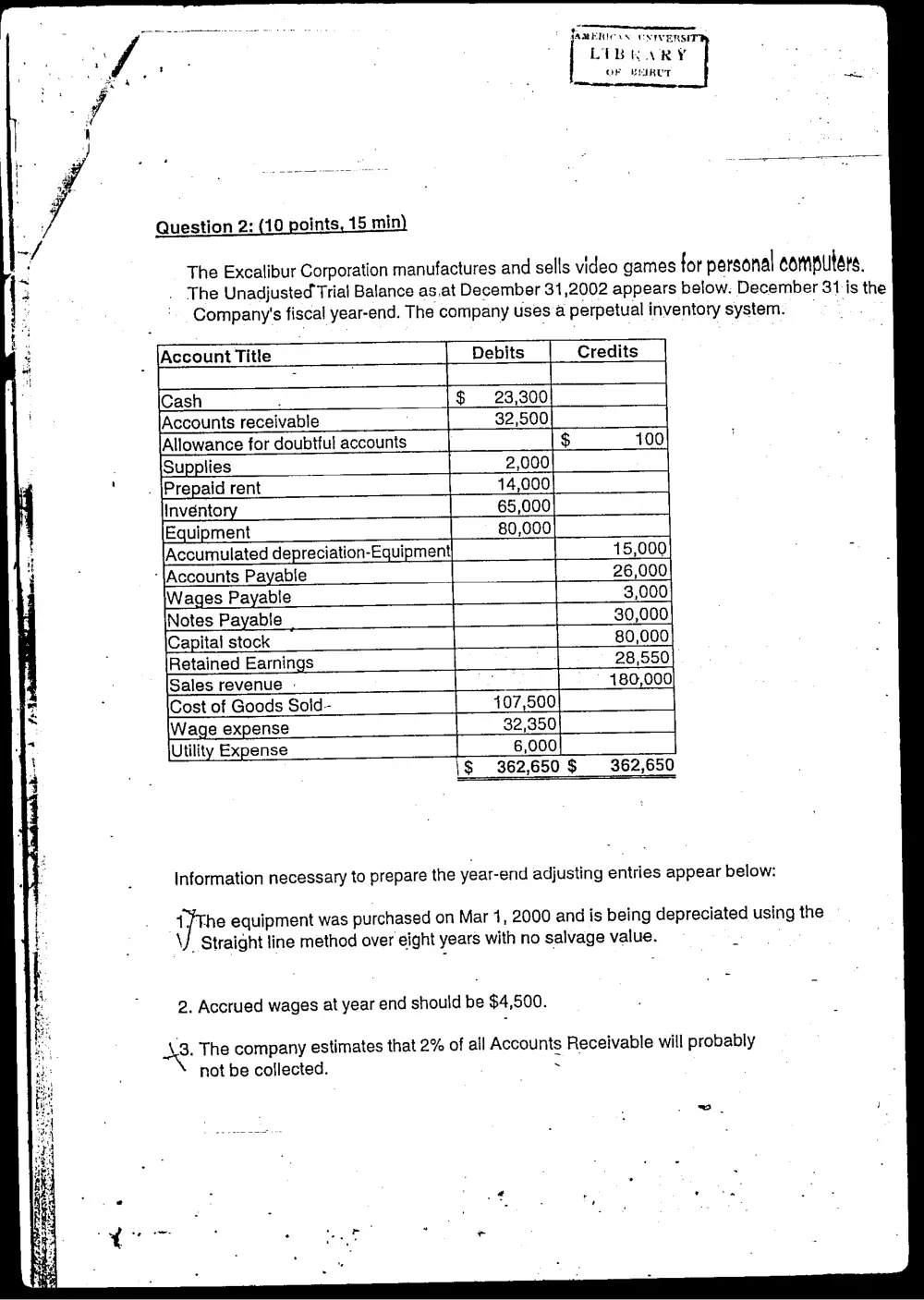 ACCT 210 Final, Fall 2001, page 4
