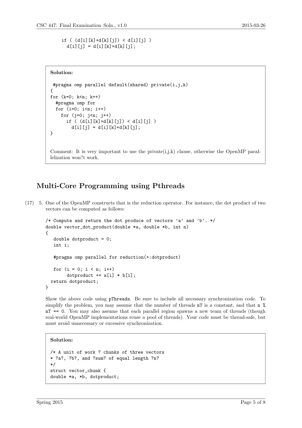 CSC 447 Midterm, Spring 2015, page 5