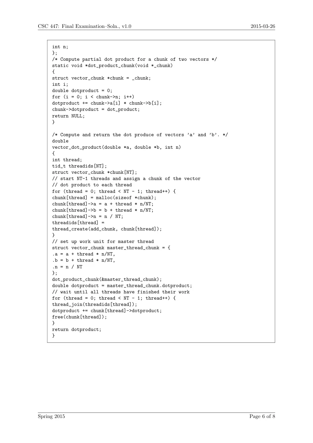 CSC 447 Midterm, Spring 2015, page 6