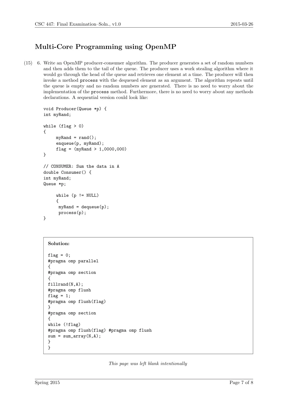 CSC 447 Midterm, Spring 2015, page 7