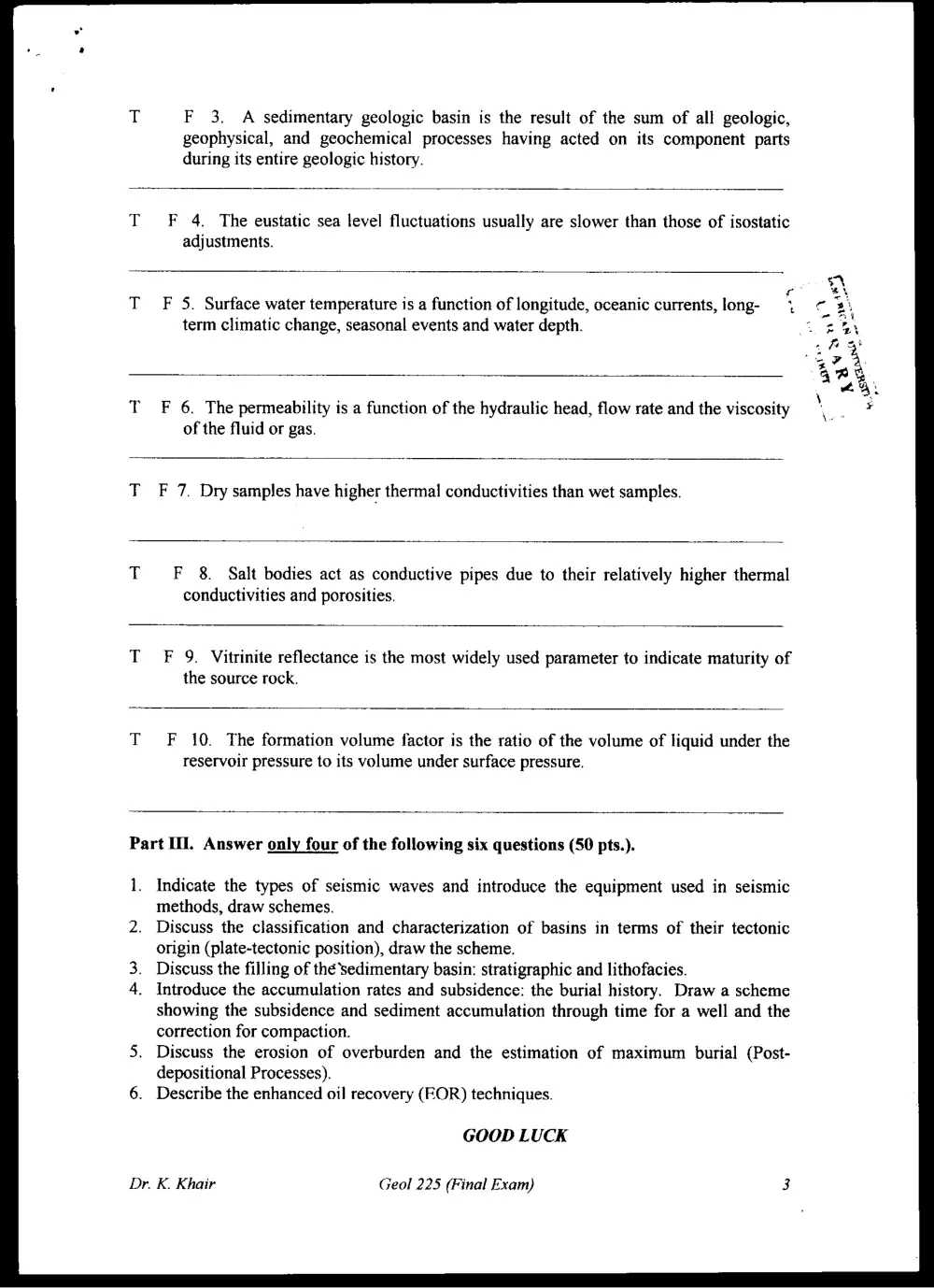 GEOL 225 Final, Spring 2000, page 3