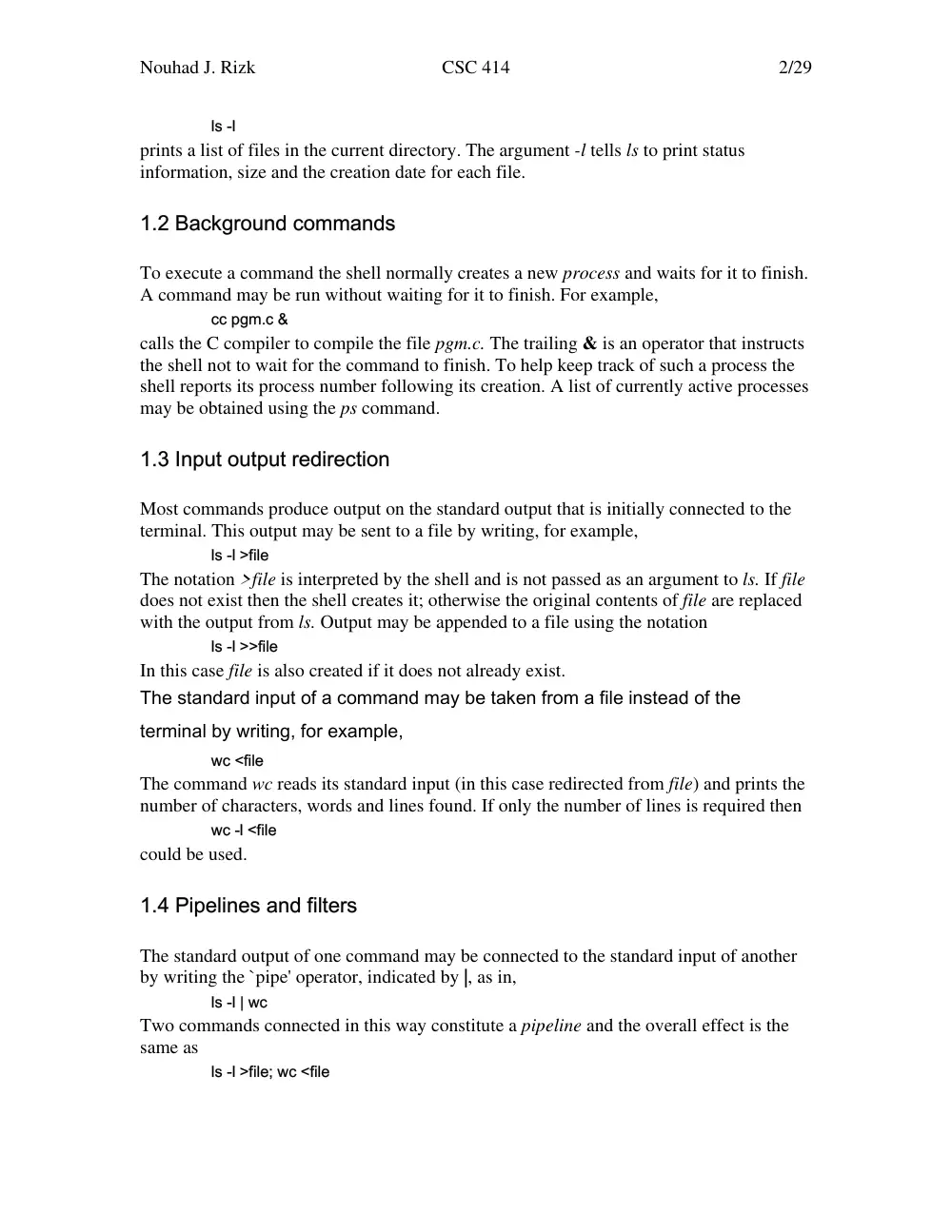 CSC 414 Lecture, Fall 2003, page 2