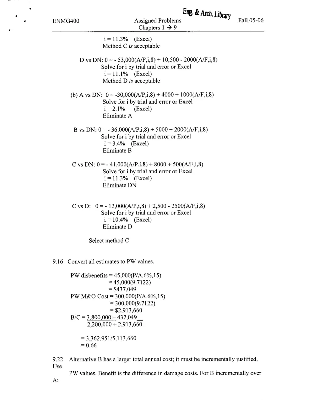 ENMG 400 Problems, Spring 2008, page 6