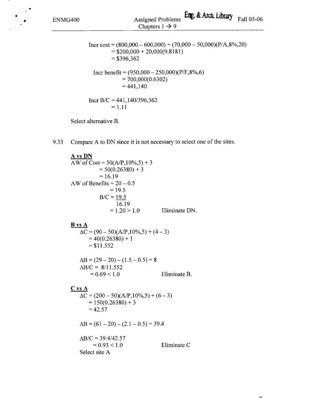 ENMG 400 Problems, Spring 2008, page 7