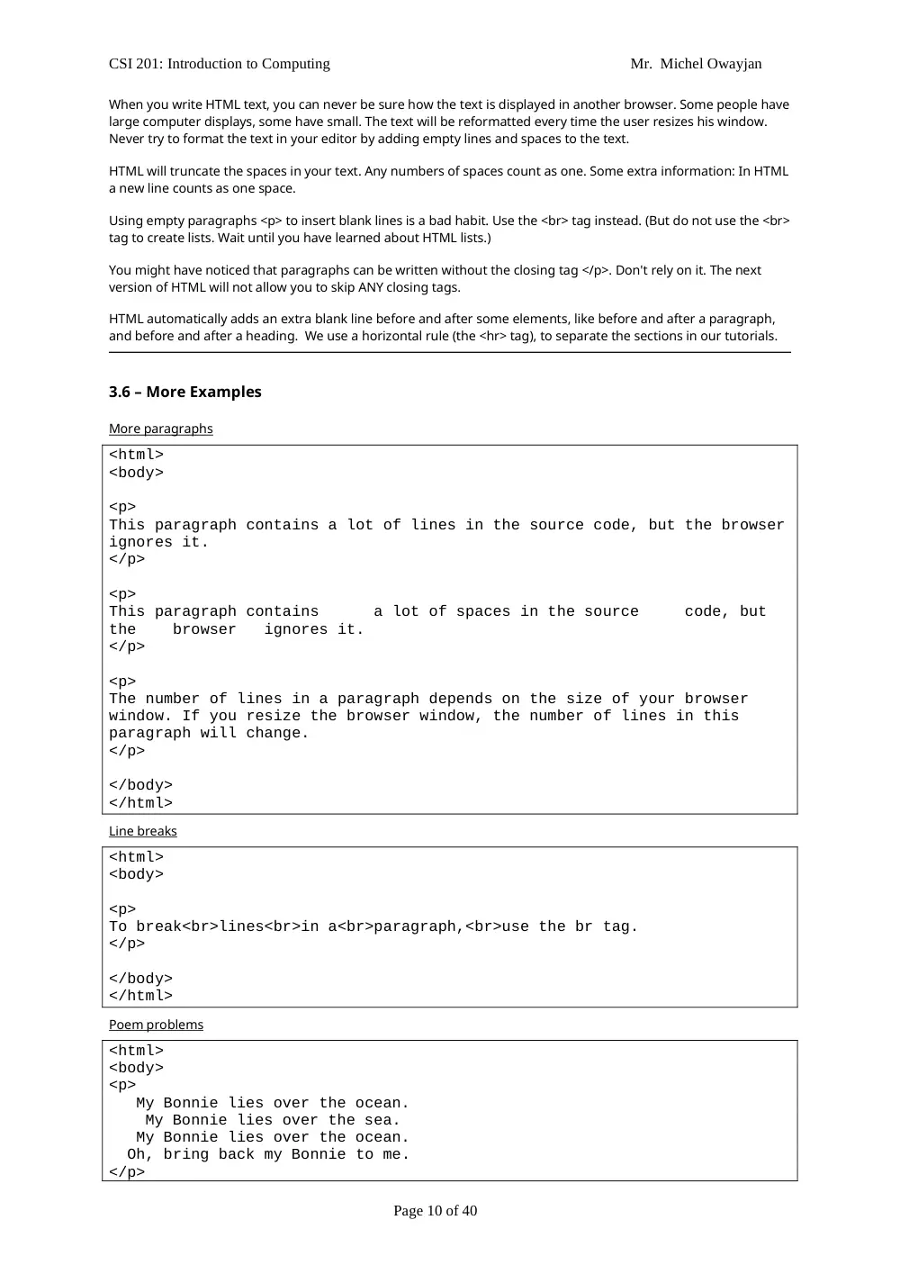 CSI 201 Useful File, Spring 2012, page 10