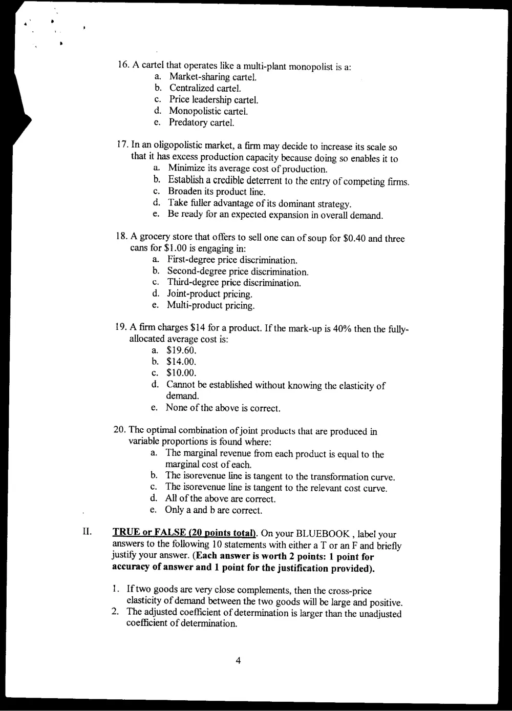 BUSS 230 Final, Spring 2004, page 4