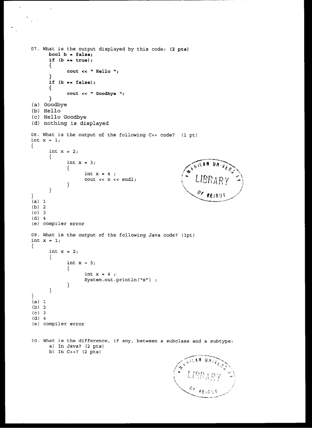 CMPS 258 Final, Spring 2005, page 2