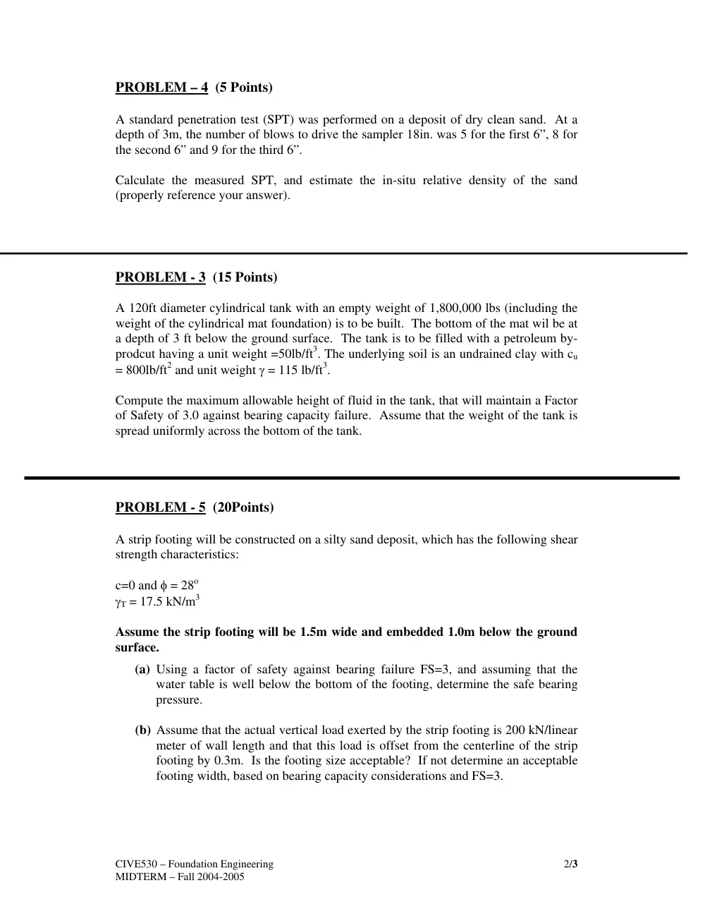 CIVE 530 Midterm, Fall 2004, page 2