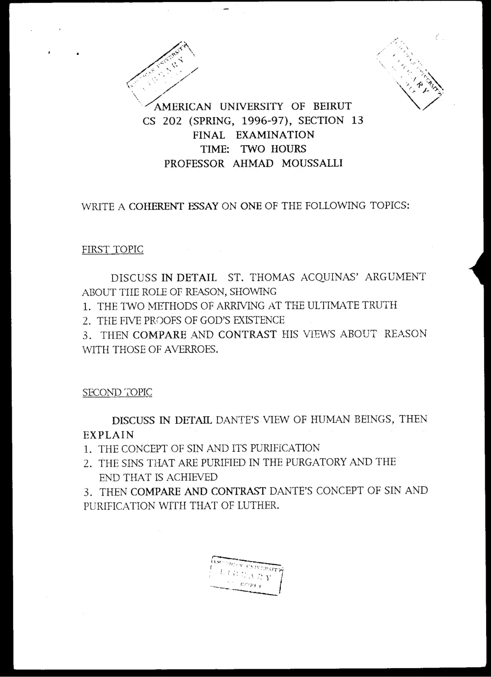 CVSP 202 Final, Spring 1997, page 1
