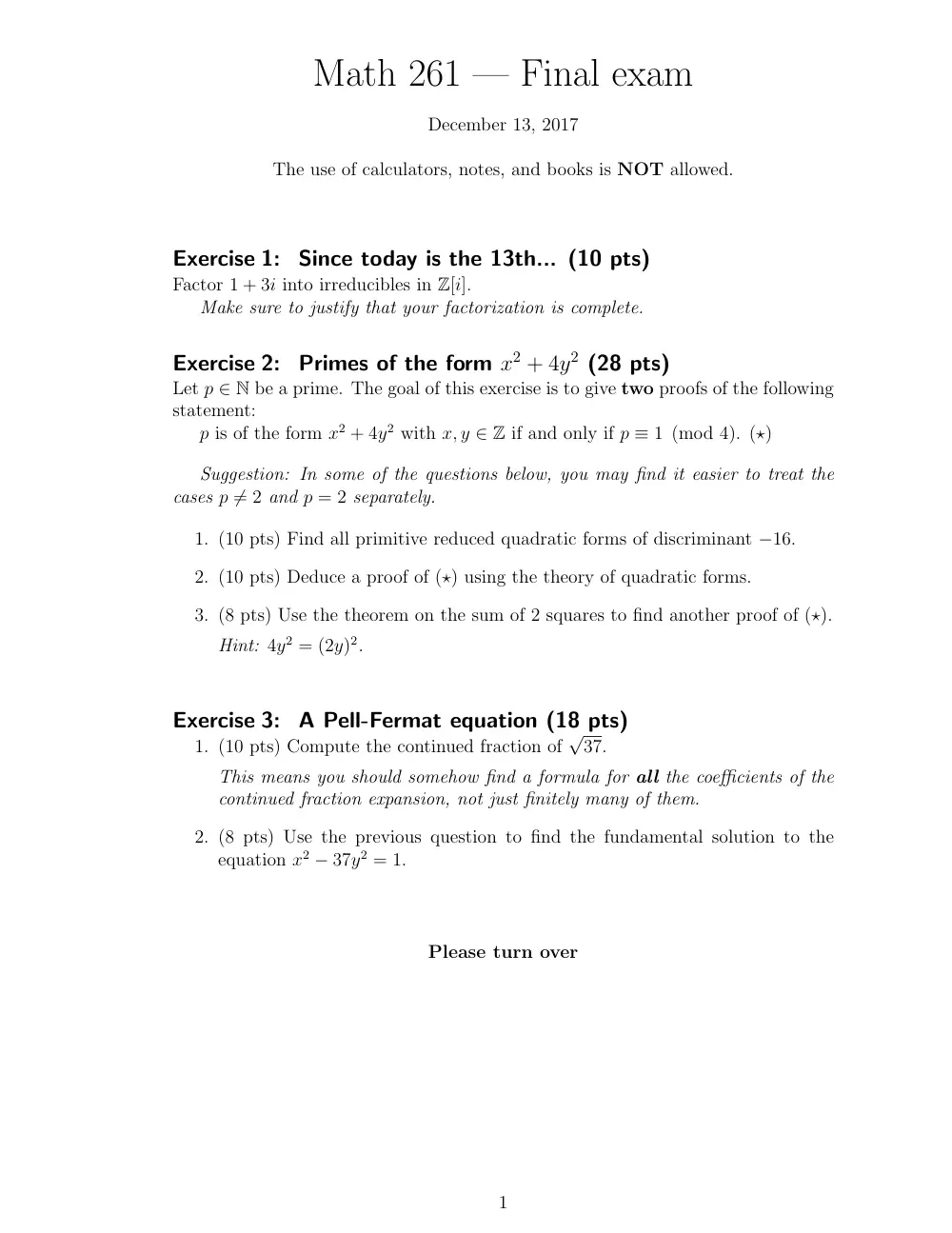 MATH 261 Final, Fall 2017, page 1