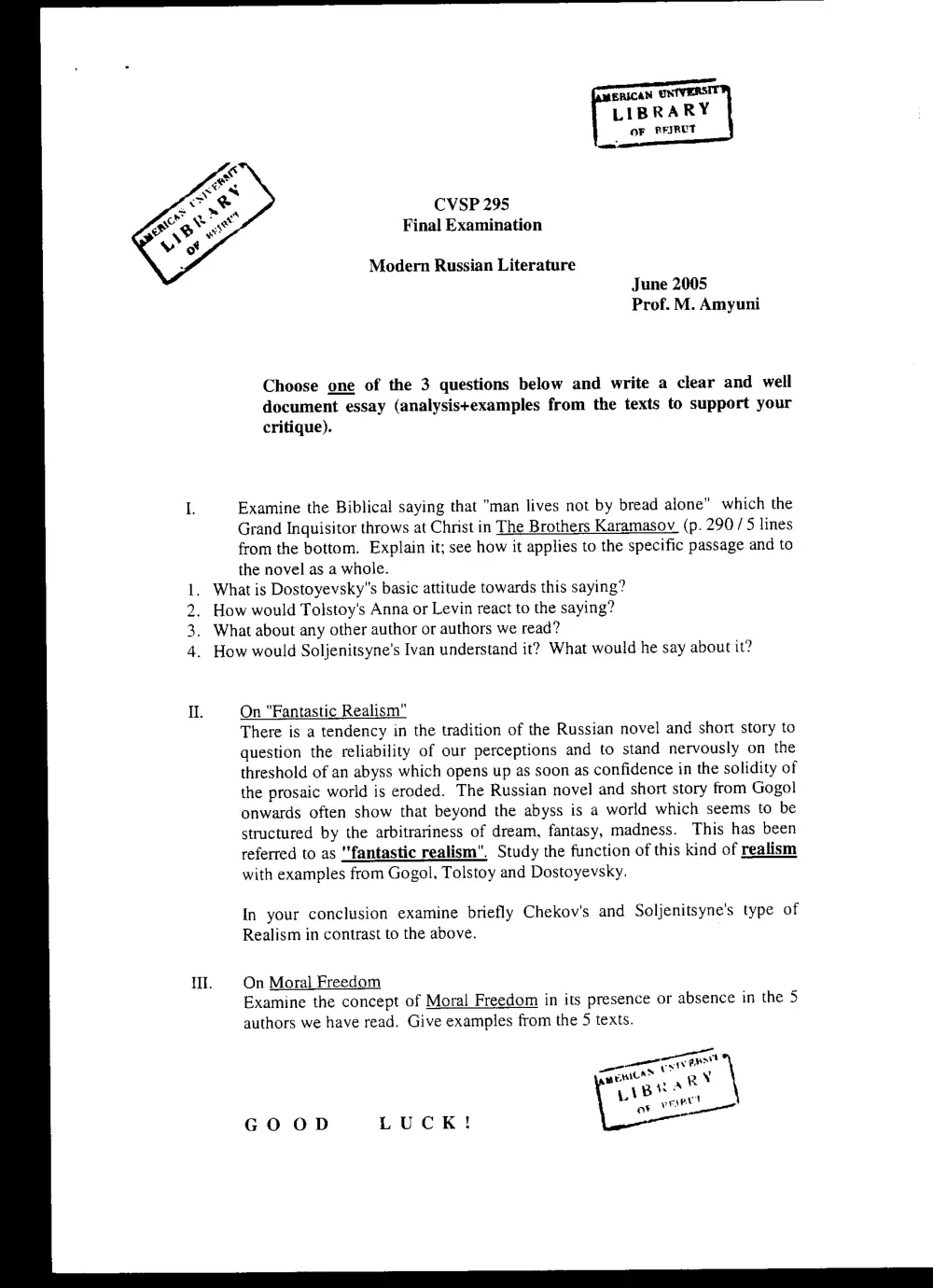 CVSP 295 Final, Spring 2005, page 1