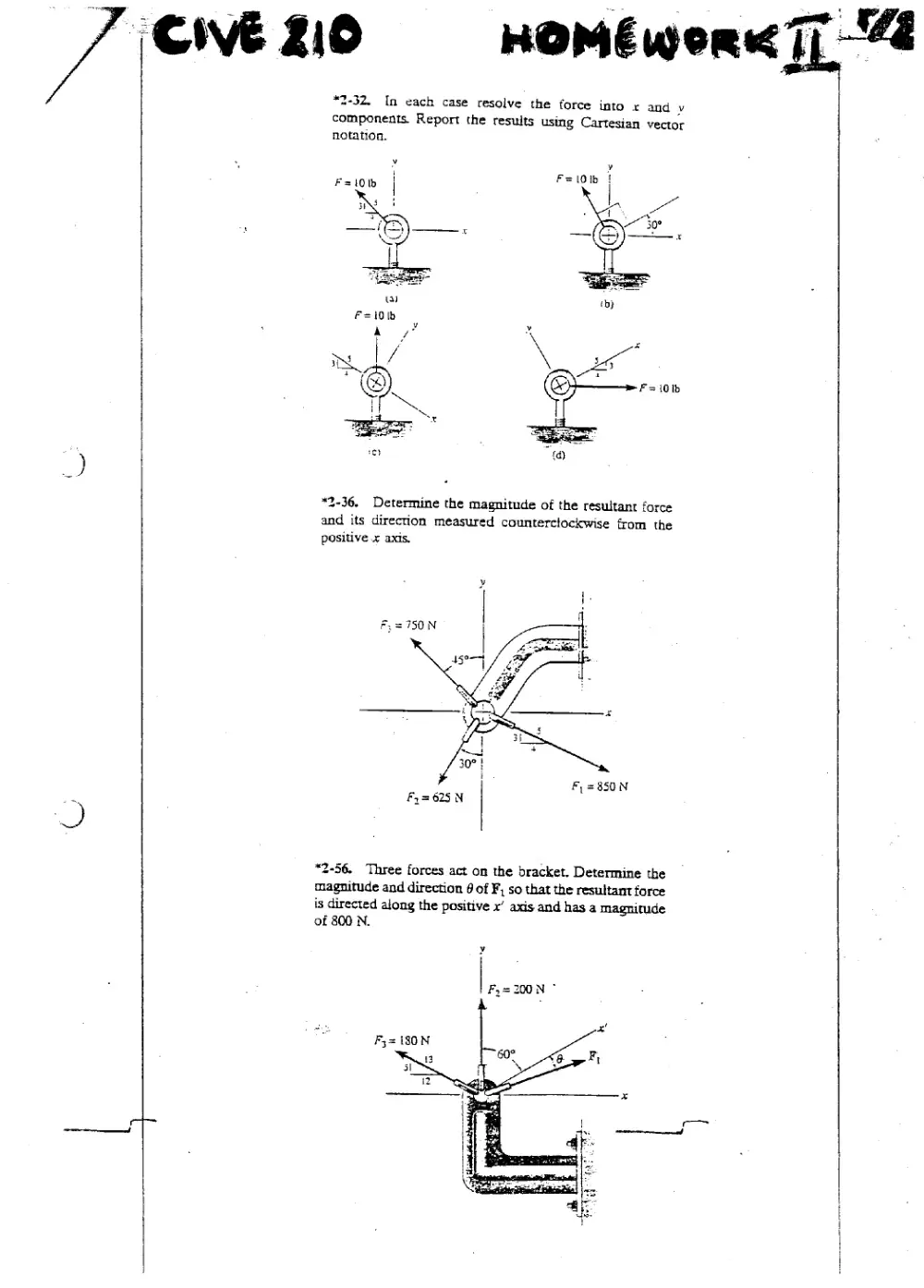 CIVE 210 Homework 2, Spring 2011, page 1