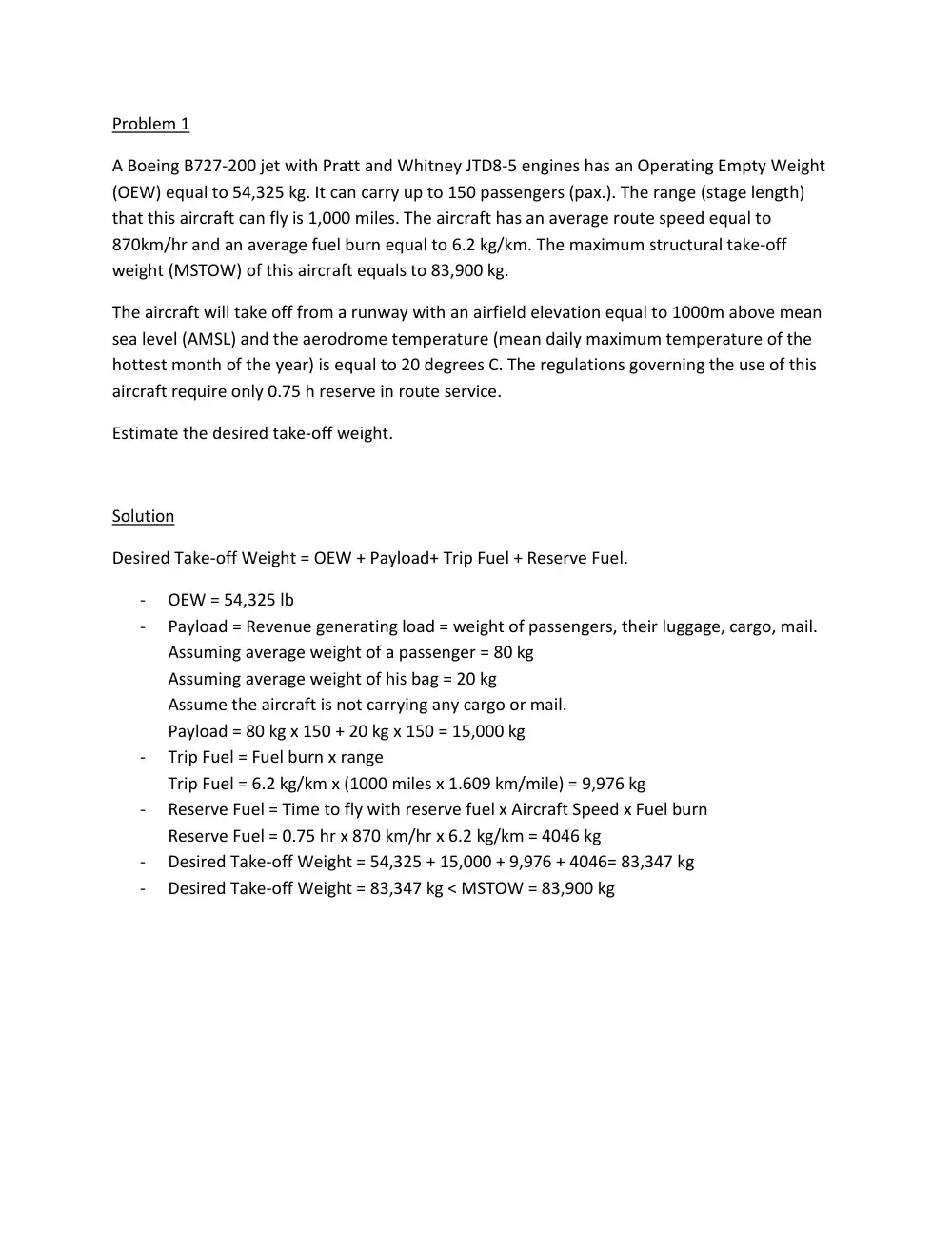 CIVE 461 Problems Airport Problems and Solution, Fall 2014, page 1