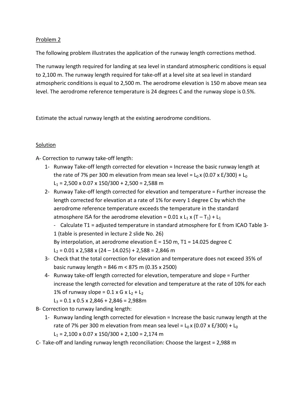 CIVE 461 Problems Airport Problems and Solution, Fall 2014, page 2