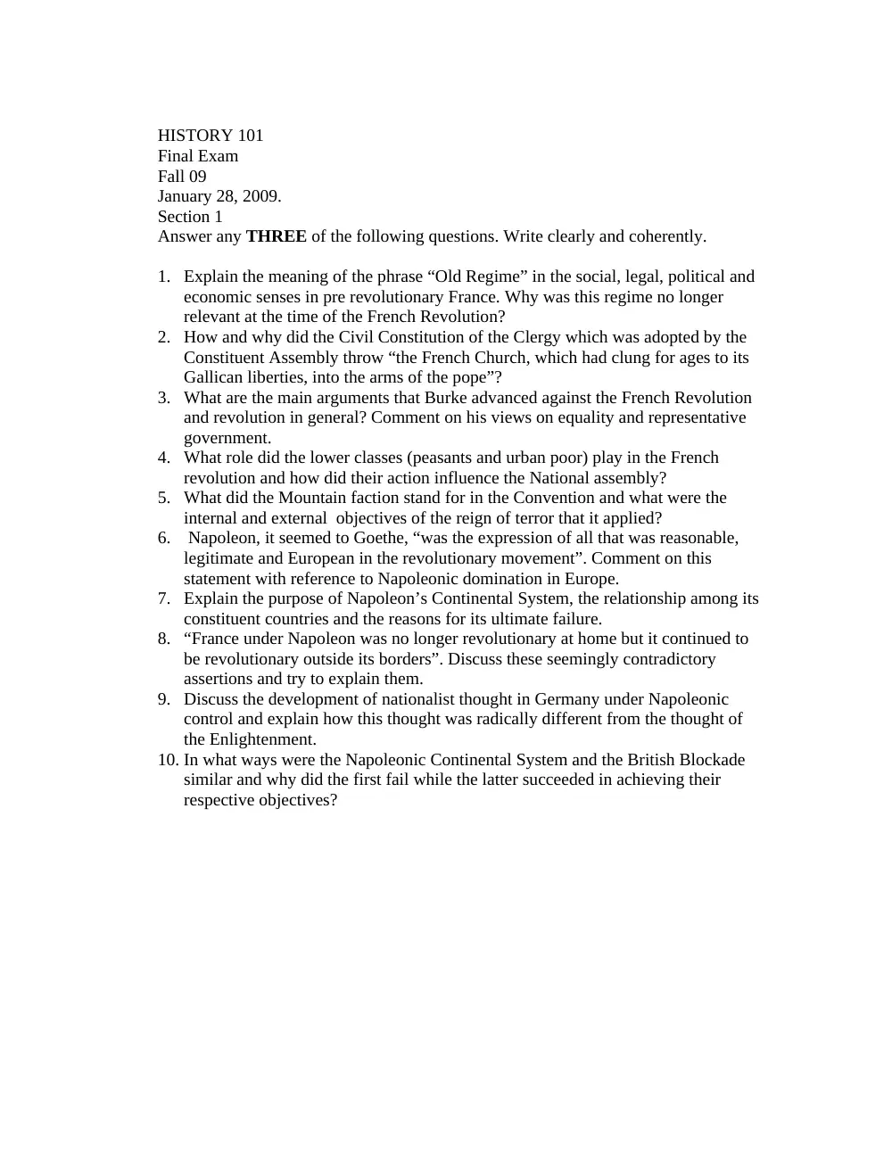 HIST 101 Final, Fall 2008, page 1