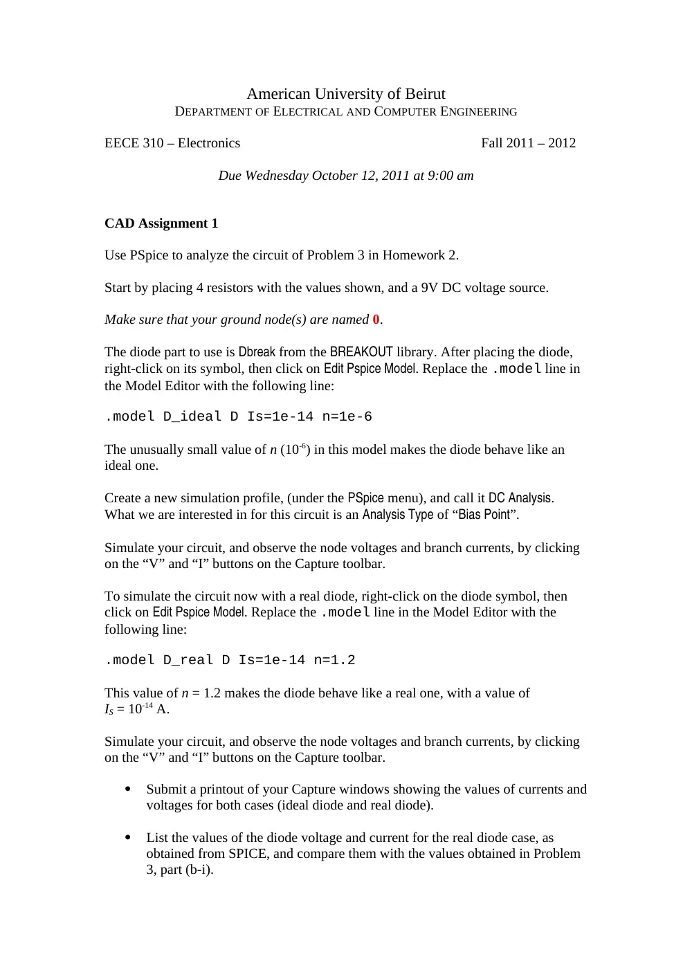 EECE 310 Homework Cad1, Fall 2011, page 1
