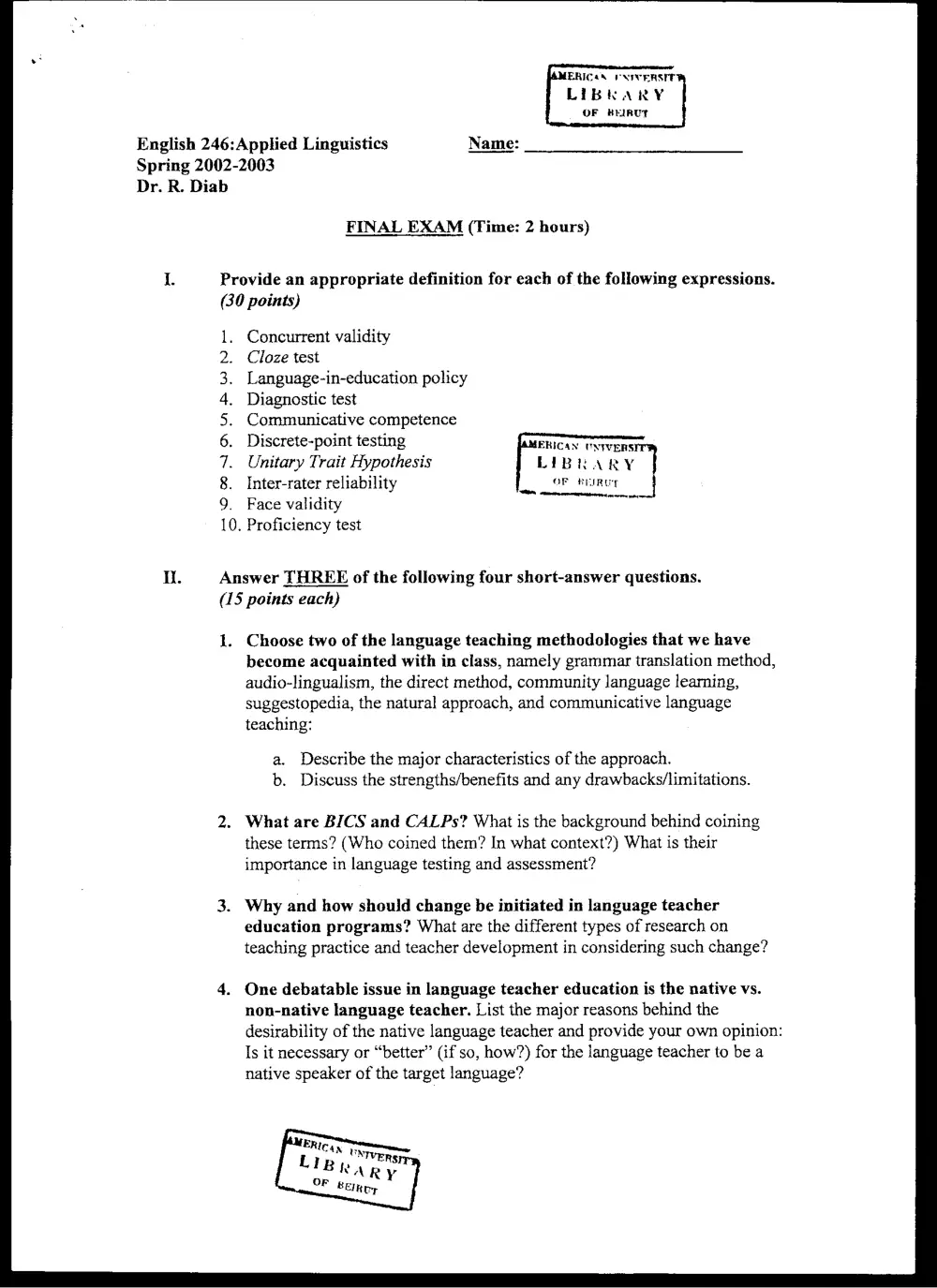ENG 246 Final, Spring 2002, page 1