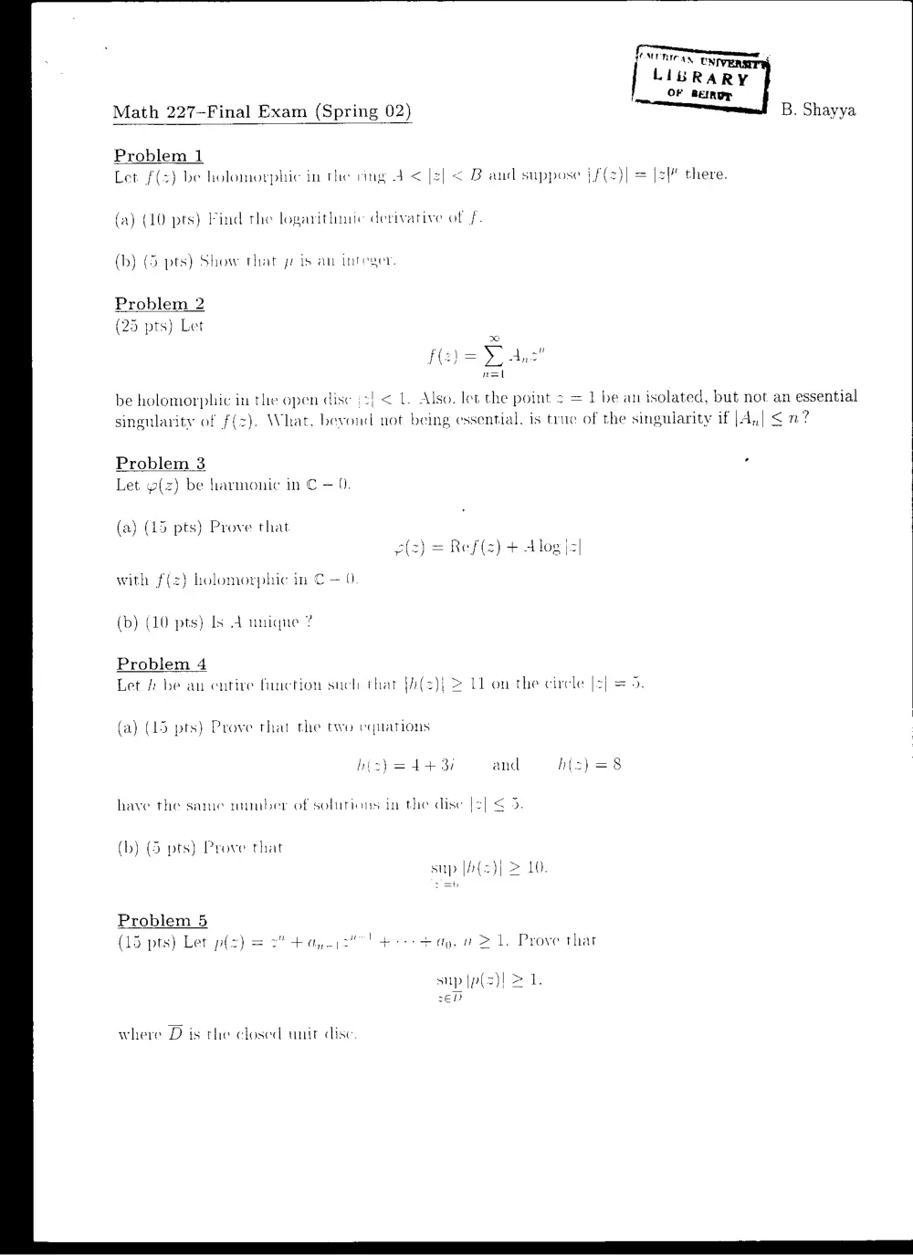 MATH 227 Final, Spring 2002, page 1