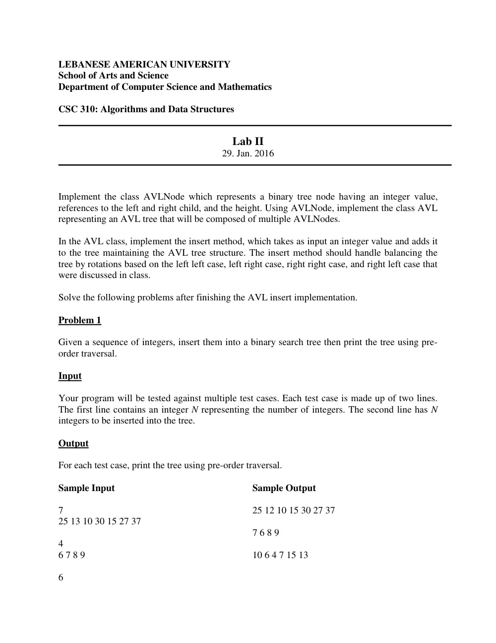 CSC 310 Lab 2, Fall 2015, page 1