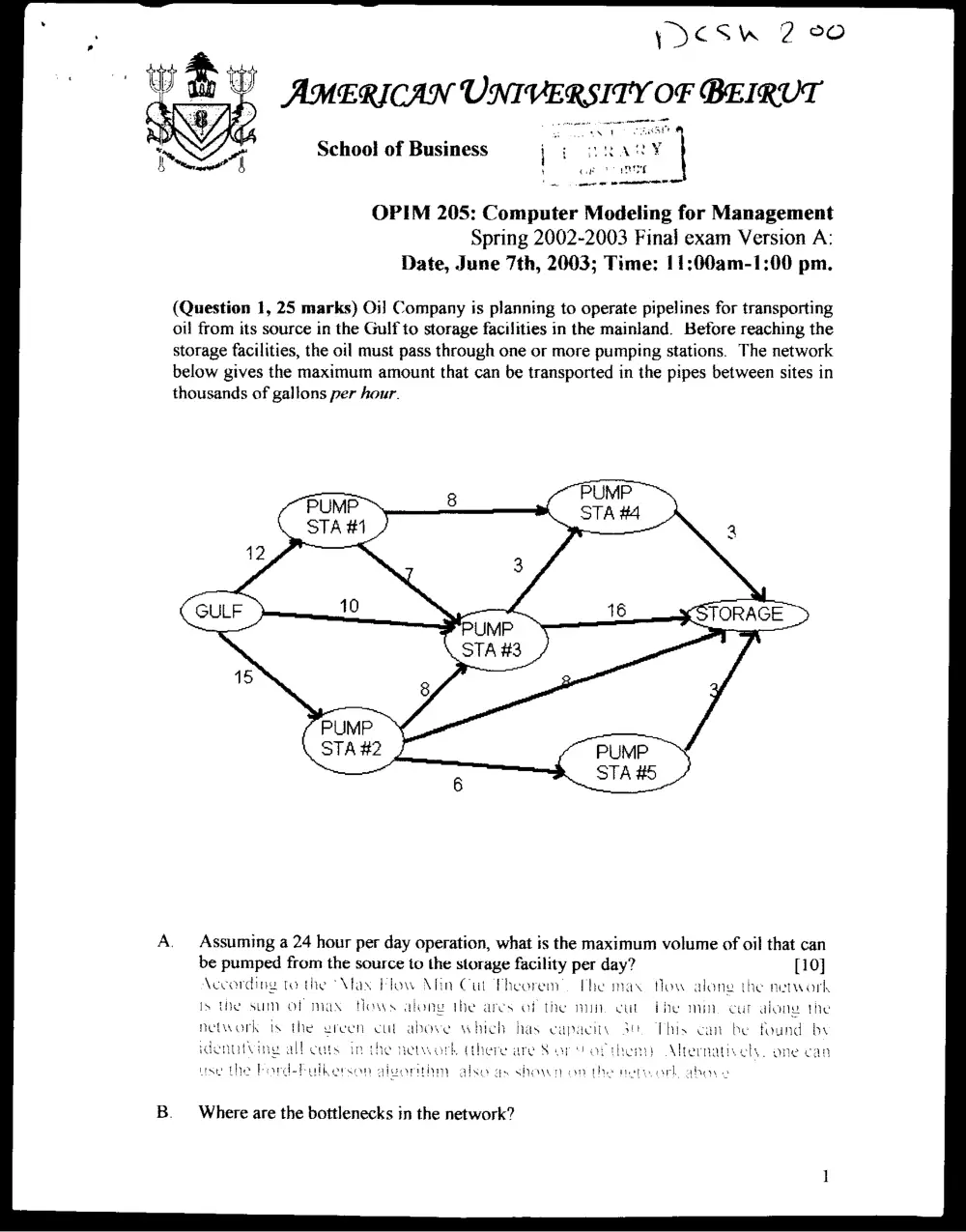 DCSN 200 Final, Spring 2003, page 1
