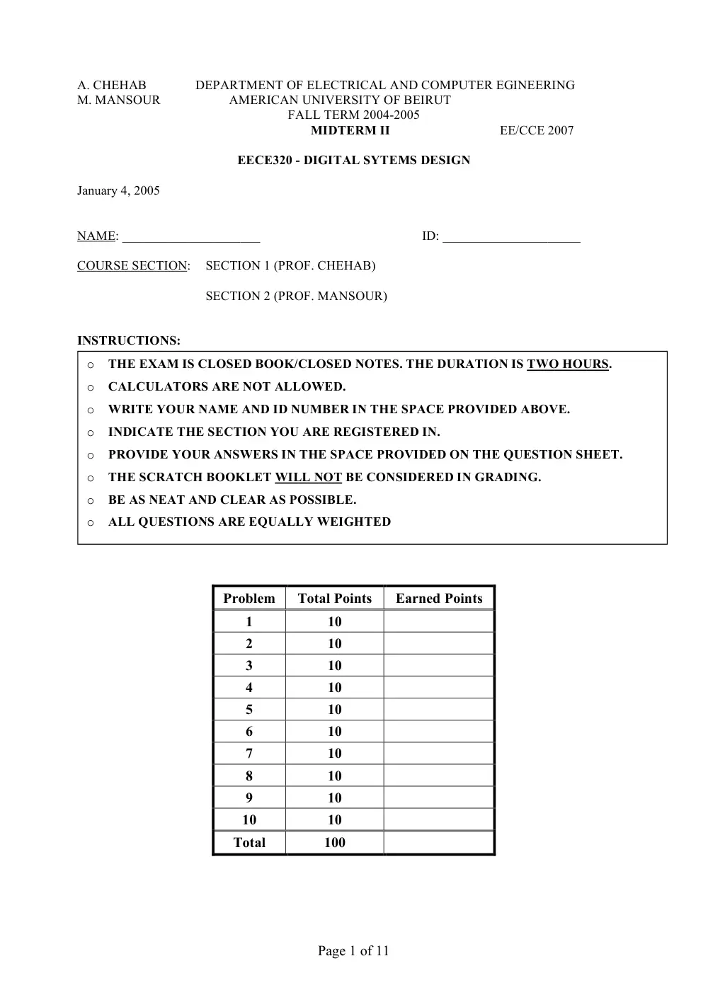EECE 320 Midterm, Fall 2004, page 1