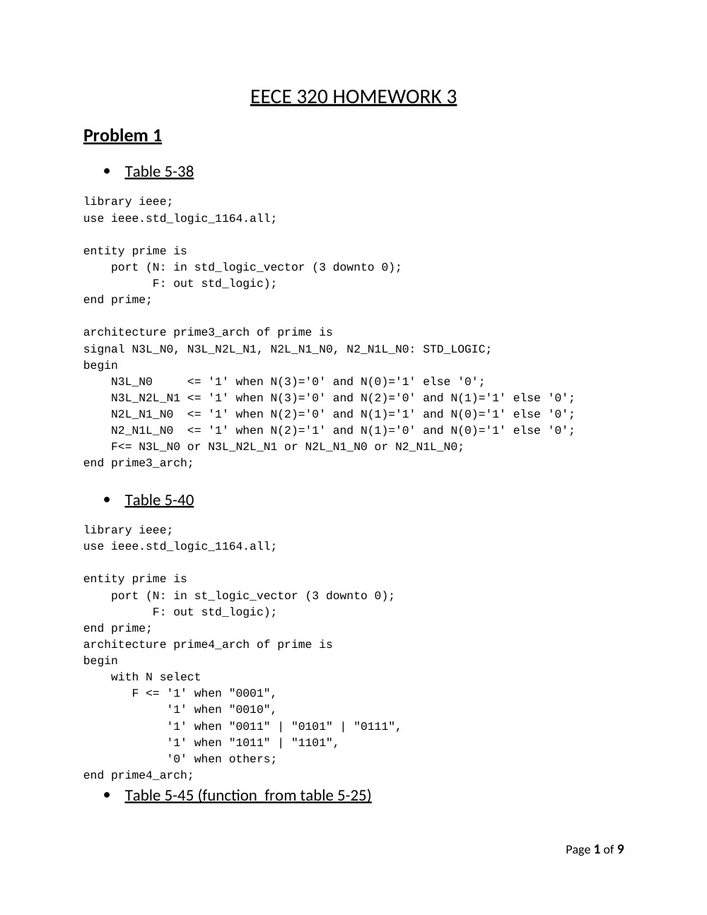 EECE 320 Homework 3 Solution, Summer 2011, page 1