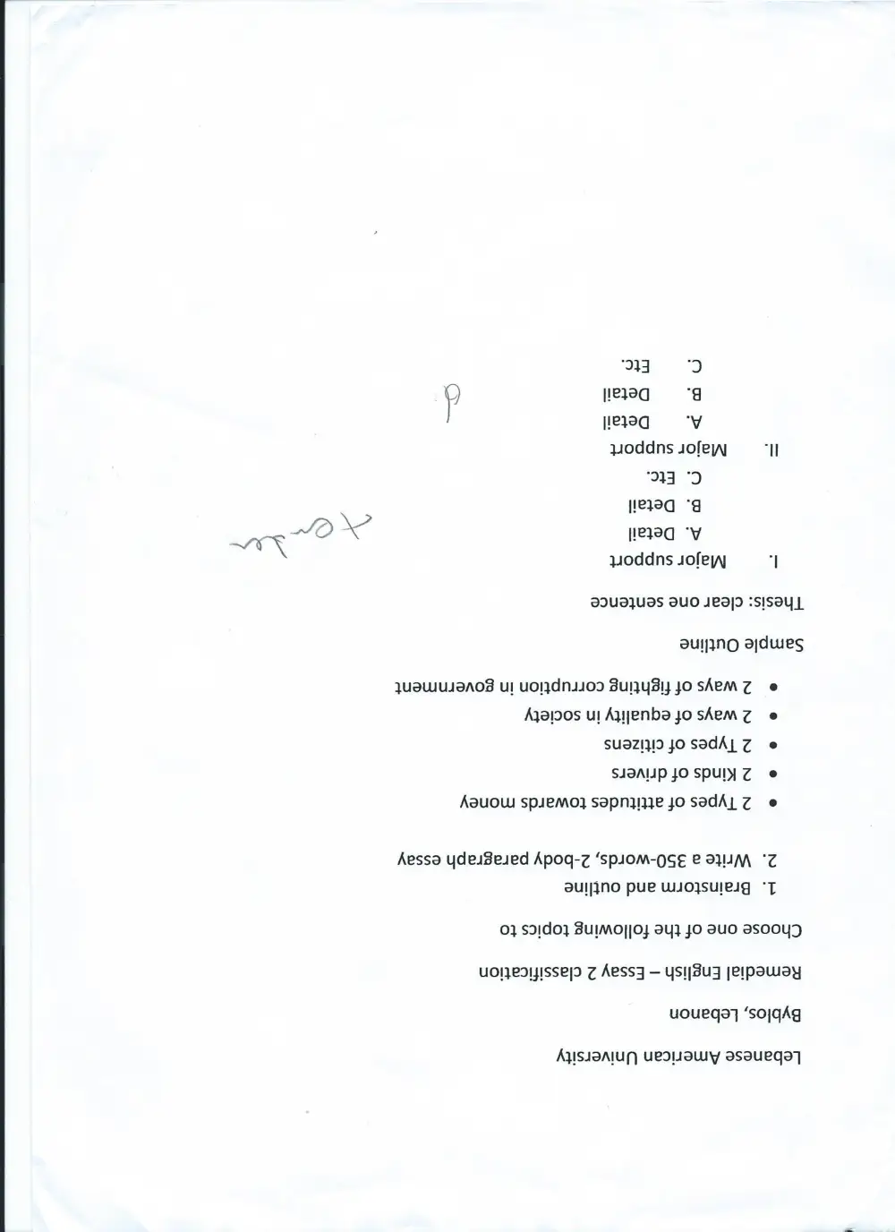 ENG 009 Essay Classification, Spring 2014, page 1