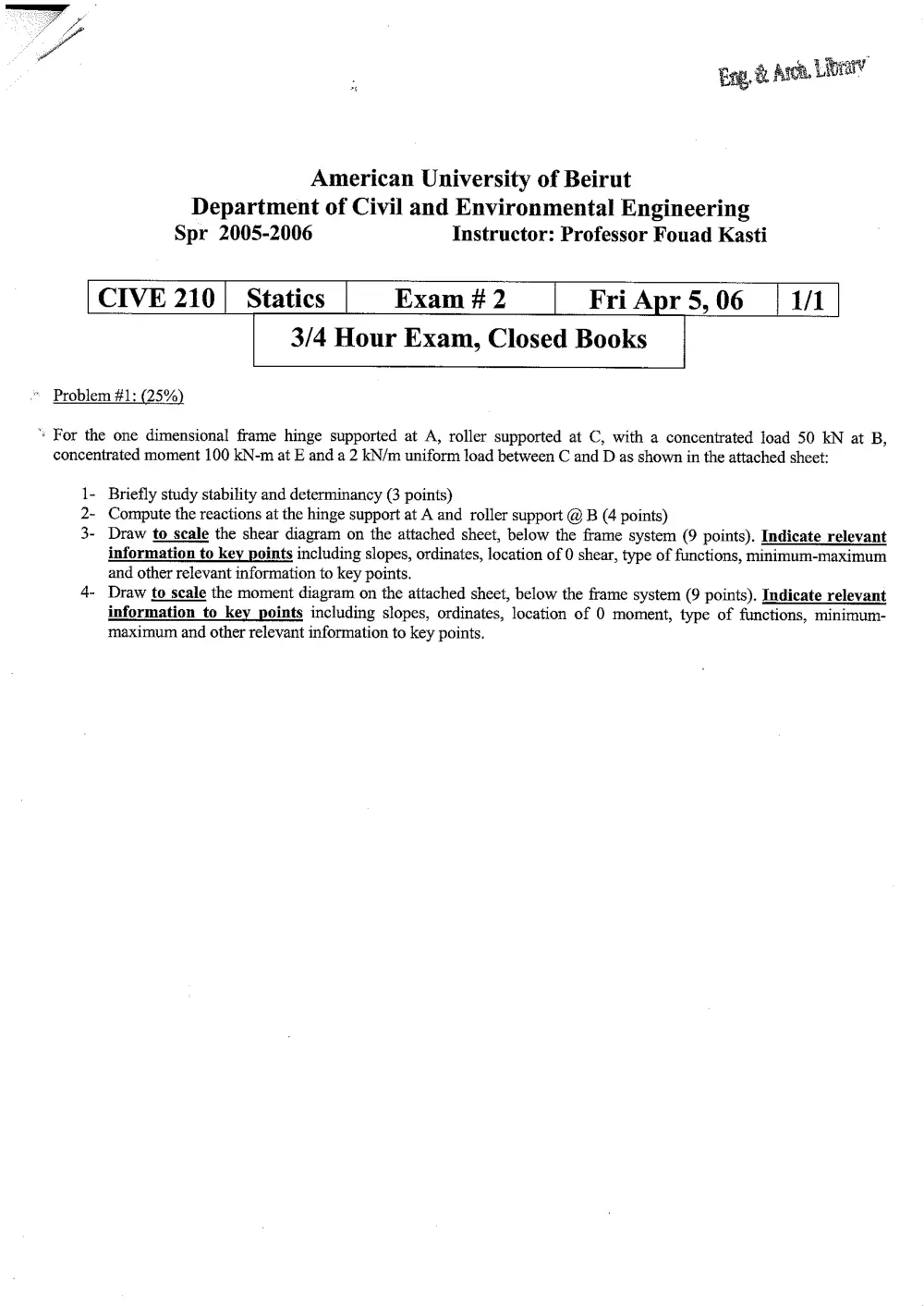 CIVE 210 Problems, Fall 1999, page 7