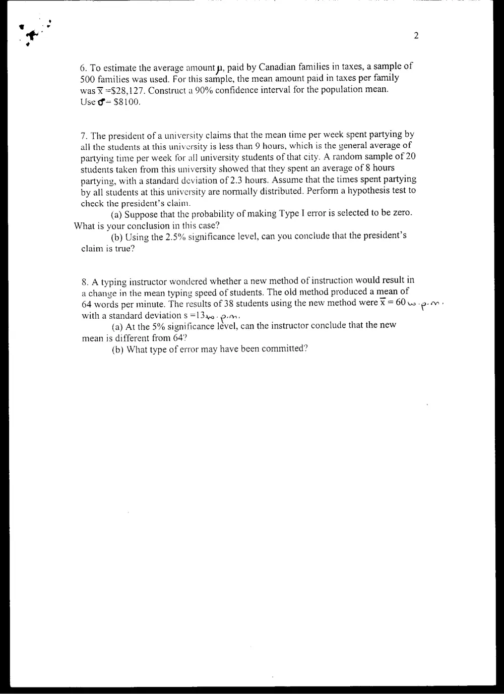 STAT 201 Final, Fall 2001, page 2