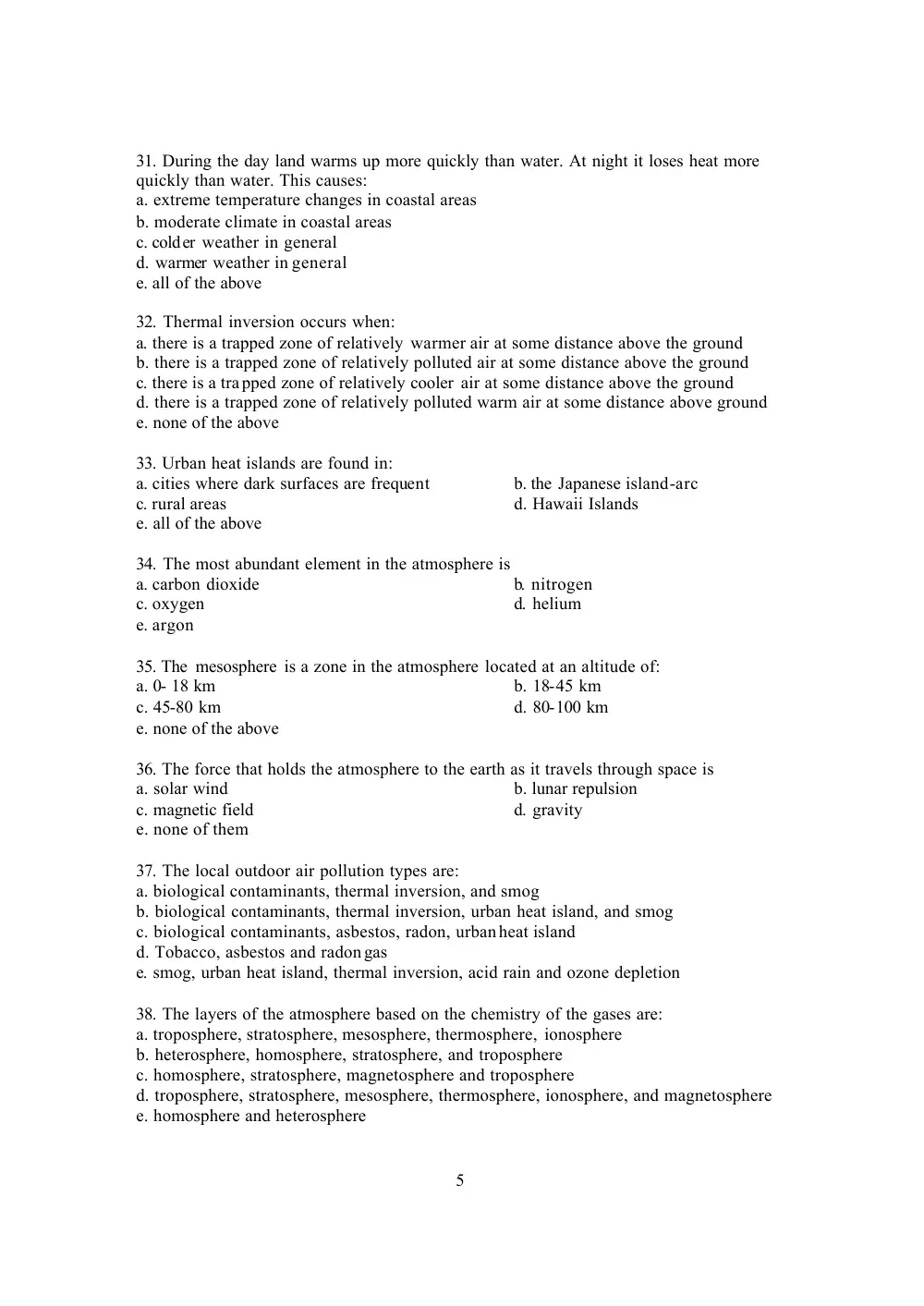GEOL 101 Final, Fall 2005, page 5