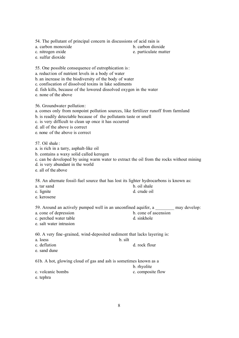 GEOL 101 Final, Fall 2005, page 8