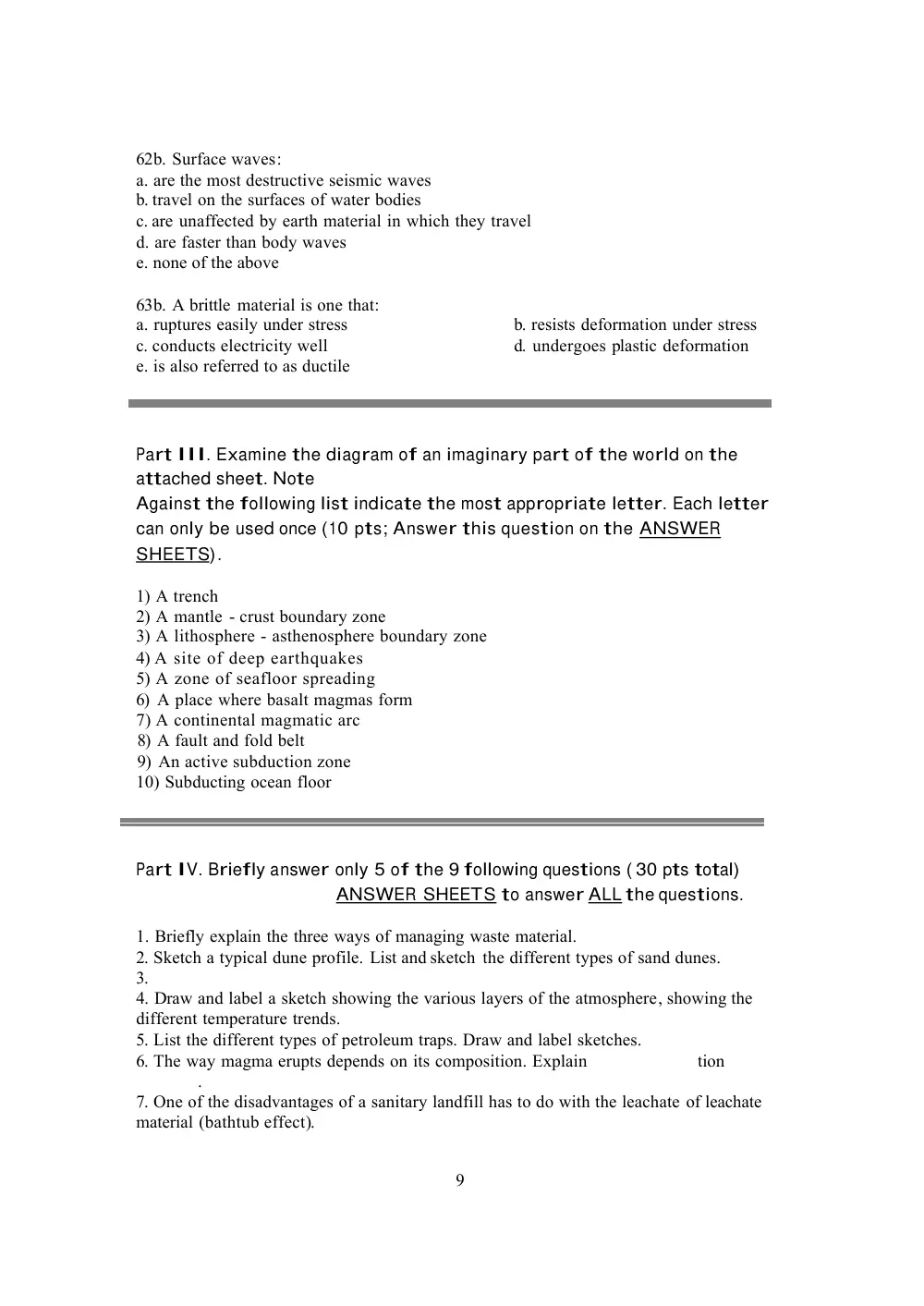 GEOL 101 Final, Fall 2005, page 9