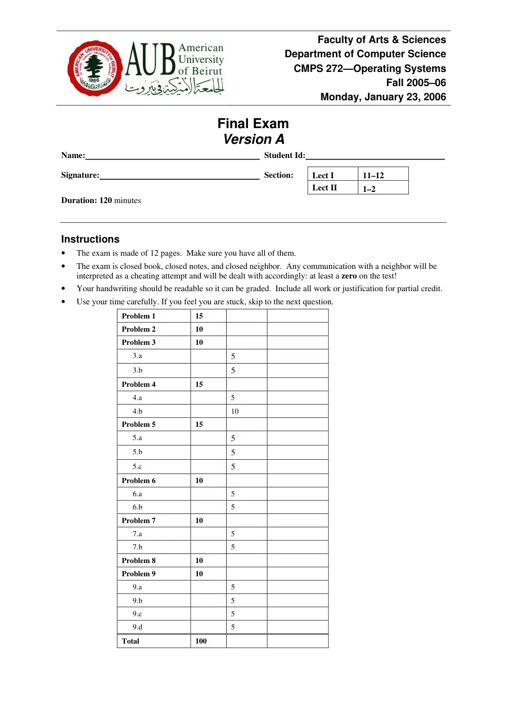 CMPS 272 Final, Fall 2005, page 1