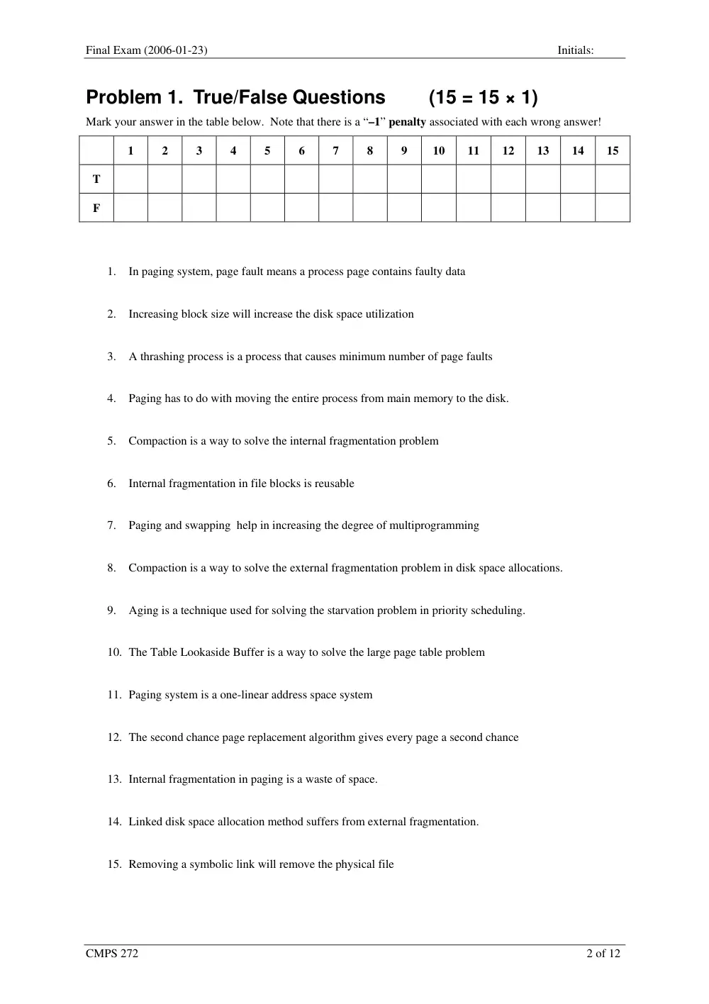 CMPS 272 Final, Fall 2005, page 2