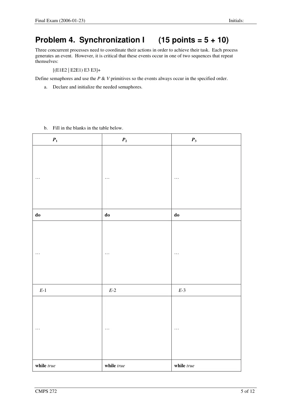 CMPS 272 Final, Fall 2005, page 5